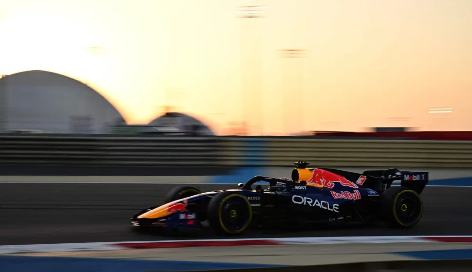 Red Bull Racing's Dutch driver Max Verstappen drives on the second day of the Formula One pre-season testing at the Bahrain International Circuit in Sakhir on February 19, 2026. (Photo by Giuseppe CACACE/AFP)