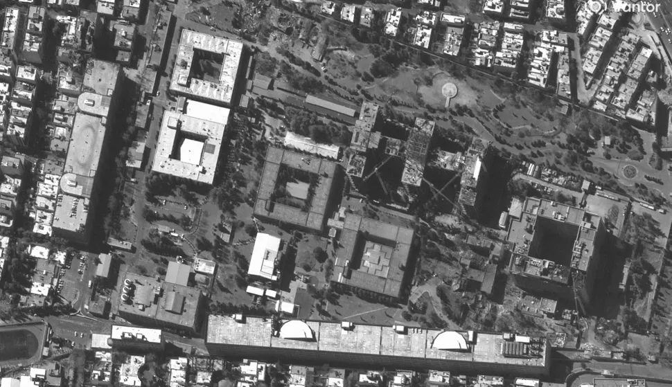 This handout satellite image courtesy of Vantor taken and released on March 3, 2026, shows the intelligence ministry in Tehran following airstrikes. Powerful explosions rocked Tehran for the fourth day running on March 3, sending thick clouds of grey smoke into the blue sky, AFP journalists said. The United States and Israel launched strikes against Iran on February 28, killing Iran's supreme leader and top military leaders, prompting authorities to retaliate with strikes on Israel and across the Gulf. (Photo by Satellite image ?2026 Vantor/AFP)/RESTRICTED TO EDITORIAL USE - MANDATORY CREDIT "AFP PHOTO/SATELLITE IMAGE ?2026 Vantor" - HANDOUT - NO MARKETING NO ADVERTISING CAMPAIGNS - DISTRIBUTED AS A SERVICE TO CLIENTS - THE WATERMARK MAY NOT BE REMOVED/CROPPED