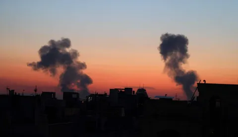 Black plumes of smoke ascends from the site of an airstrikes in a central area of the Iranian capital Tehran on March 6, 2026. Fresh strikes rocked Iran and Lebanon on March 6 as Israel and the United States stepped up their attacks in the sprawling Middle East war, with powerful explosions shattering the skies of Tehran. The war, now in its seventh day, has dragged in global powers, upended the world's energy and transport sectors, and brought chaos to even usually peaceful areas of the volatile region. (Photo by ATTA KENARE/AFP)