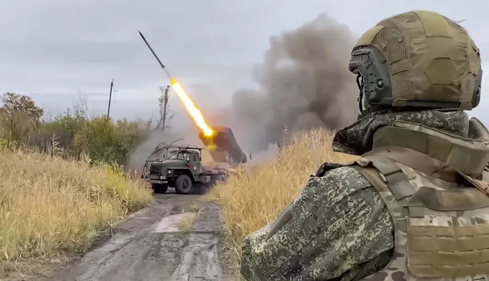 epa12569704 A still image taken from a handout video made available by the press service of the Russian Ministry of Defence on 04 December 2025, shows a Russian self-propelled 122 mm multiple rocket launcher BM-30 'Grad' being fired towards Ukrainian army positions at an undisclosed location in Ukraine. EPA/RUSSIAN DEFENCE MINISTRY PRESS SERVICE/HANDOUT HANDOUT -- MANDATORY CREDIT -- BEST QUALITY AVAILABLE -- HANDOUT EDITORIAL USE ONLY/NO SALES