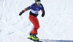 Cortina d'Ampezzo, 07.03.2026 - Hrvatski paraolimpijac Bruno Bo&scaron;njak tijekom kvalifikacijske utrke Snowboard Cross na Paraolimpijskim igrama Milano-Cortina 2026.foto HINA/ Damir SENČAR/ ds