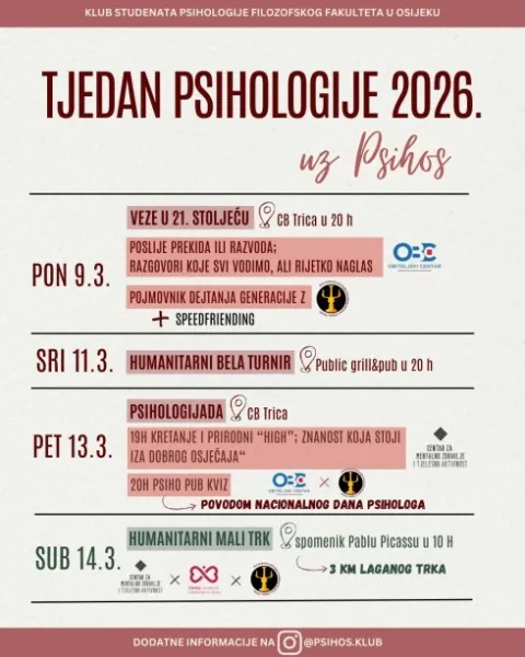 Tjedan psihologije 2026. u Osijeku - plakat
