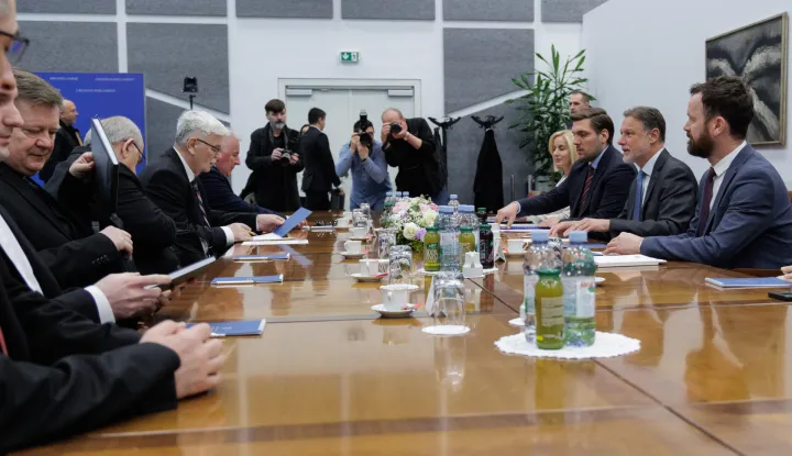 Zagreb, 11.03.2026. - Predsjednik Hrvatskoga sabora Gordan Jandroković održao je pripremni sastanak s predstavnicima Počasnog bleibur&scaron;kog voda i Hrvatske biskupske konferencije u svezi s obilježavanjem 81. godi&scaron;njice Bleibur&scaron;ke tragedije i Križnog puta hrvatskog naroda.Na fotografiji Gordan Jandroković.foto HINA/ Edvard &Scaron;U&Scaron;AK