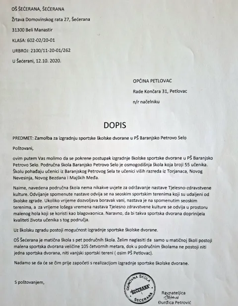 &Scaron;kola bez dvorane na Ministarstvo čeka već pet godina, na tjelesni se ide u &scaron;kolsku blagovaonicu