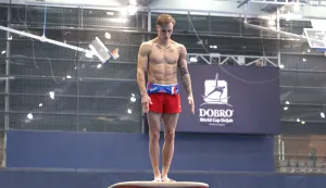 Osijek, 13. 04. 2025., Dvorana Gradski vrt, DOBRO World Cup, DOBRO World Cup 2025, finale, finale nedjelja, preskok, Aurel BenovićSNIMIO BRUNO JOBST