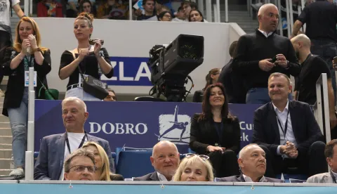 Osijek, 12. 05. 2025, SD Gradski vrt, Dobro World Cup 2025, Osijek. Final day 1. Svečana loža, Nata&scaron;a Trami&scaron;ak, Mato Lukić, Marko Pinunić, Zlatko Mate&scaron;a....snimio GOJKO MITIĆ