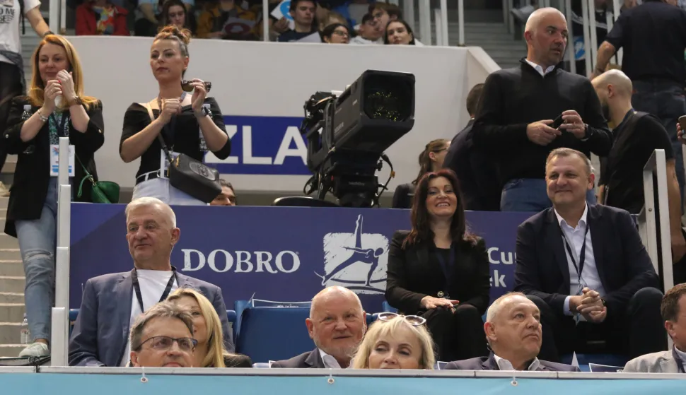 Osijek, 12. 05. 2025, SD Gradski vrt, Dobro World Cup 2025, Osijek. Final day 1. Svečana loža, Nata&scaron;a Trami&scaron;ak, Mato Lukić, Marko Pinunić, Zlatko Mate&scaron;a....snimio GOJKO MITIĆ