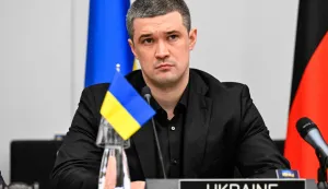 (FILES) Ukraine's Defence Minister Mykhailo Fedorov adresses the media as part of a meeting of NATO Ministers of Defence Summit at the NATO headquarters in Brussels on February 12, 2026. (Photo by JOHN THYS/AFP)