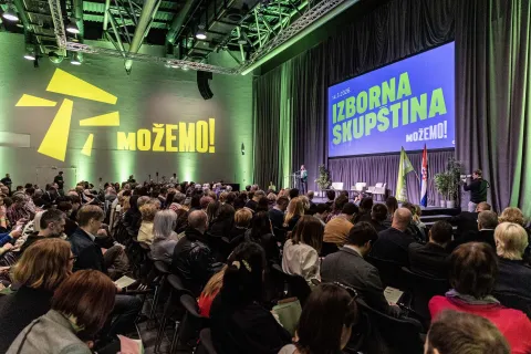 Zagreb, 14.3.2026 - Izborna skup&scaron;tina stranke Možemo!, na kojoj će biti izabrani koordinatori i članovi Upravnog odbora i stranačkog Vijeća.Foto Hina/ Dario GRZELJ/ dag