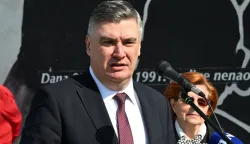 Bogdanovci, 10.03..2026. - Spomen obilježje u Bogdanovcima. Predsjednik RH Zoran Milanović&nbsp;sudjelovao je na obilježavanju Dana hrvatskih branitelja Vukovara i 35. obljetnice postrojavanja nenaoružanih odreda u Bogdanovcima. Na fotografiji Zoran Milanović.foto HINA/Gordan Panić