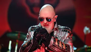 epa06908907 Singer Rob Halford of the British heavy metal band Judas Priest performs during their concert in Papp Laszlo Sports Arena in Budapest, Hungary, 24 July 2018 (issued 25 July 2018). EPA/TAMAS KOVACS HUNGARY OUT