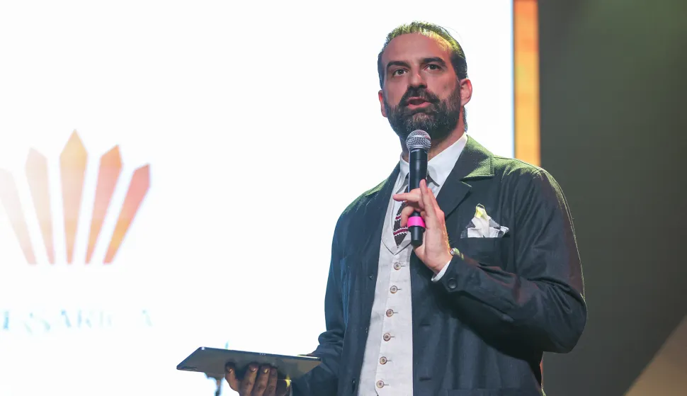 30.01.2026., Galerija Slava Raskaj, Zagreb - Cesarica gala party u Laubi na kojoj su dodijeljene glazbene nagrade Cesarica za Hit Autora, Cesarica digitalni bestseller, Cesarica Bestseller i Cesarica za Hit godine. Ove godine nagrada Cesarica Legend dodijeljena je Jasni Zlokic za poseban doprinos. Za vrijeme dodjele koncert su odrzali Matija Cvek i Jakov Jozinovic. Ivan Saric Photo: Goran Stanzl/PIXSELL