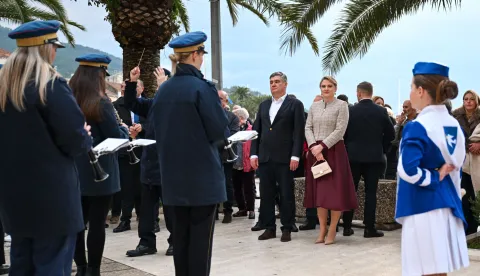 Vela Luka, 18.03.2026 - Predsjednik Republike Zoran Milanovi? sudjelovao je u srijedu na sve?anoj sjednici Op?inskog vije?a Op?ine Vela Luke. foto HINA/ Ured predsjednika RH/ Marko Beljan/ ik
