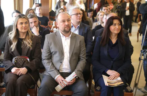 Osijek, 19. 03. 2026., Hotel Waldinger, konferencija, okrugli stol, Zlatna Slavonija, Katarina Kovčalija; Mario Mihaljević; Nata&scaron;a Trami&scaron;ak SNIMIO BRUNO JOBST