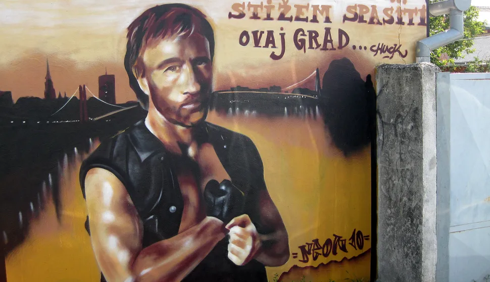 grafit na garazi u vinkovackoj ulici, chuck norris cuva osijek