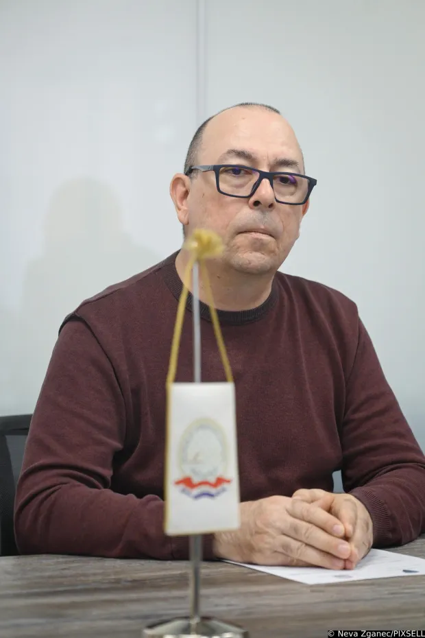 15.04.2025., Zagreb - Predsjednik Sindikata policije Hrvatske Dubravko Jagic i predsjednik Sindikata porezne uprave Hrvatske Bojan Tomic potpisali su Sporazum o udruzivanju Sindikata. Photo: Neva Zganec/PIXSELL