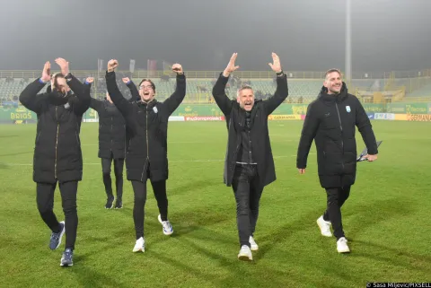 06.03.2026., Pula - U 25.kolu SuperSport Prve HNL, NK Osijek slavio protiv domacina NK Istre 1961 s 0:1. Tomislav Radotic i Mislav Leko Photo: Sasa Miljevic/PIXSELL