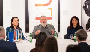 Osijek, 26. 3. 2026., MLU - konferencija za medije povodom zavr&scaron;teka projekta,Energetska obnova zgrade Muzeja likovnih umjetnostiDražena Vrselja; Eduard Hudolin; Nata&scaron;a Trami&scaron;ak; konferencija; obnova; MLU; projekt