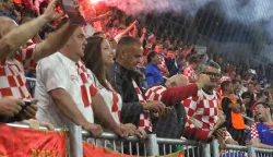 Osijek, 09. 06. 2025, Opus Arene, utakmica, kvalifikacije za svjetsko prvenstvo, Hrvatska - Če&scaron;ka. Navijači, tribine.snimio GOJKO MITIĆ