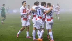 Velika Gorica, 13.11.2025 - Utakmica kvalifikacija za U21 Europsko prvenstvo 2027. godine Hrvatska - Litva. Na slici slavlje reprezentativaca Hrvatske.Foto Hina/ Dario GRZELJ/ dag