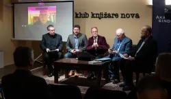 Osijek, 27. 3. 2026., Visoko obrazovanje na stranputici - okrugli stol, Knjižara NovaIvica Kostović; Luka Peru&scaron;ić; Ivan Perkov; Miljenko &Scaron;impraga; Ante Čović; Ivica Kelam; visoko obrazovanje; okrugli stol; obrazovanje; akademski sindikat