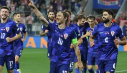Osijek, 09. 06. 2025, Opus Arene, utakmica, kvalifikacije za svjetsko prvenstvo, Hrvatska - Če&scaron;ka. Luka Modrić (10) i Jo&scaron;ko Gvrardiol (4).snimio GOJKO MITIĆ