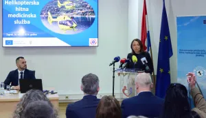 Zagreb, 30.03.2026. - Konferencija za medije u povodu obilježavanja dvije godine rada Helikopterske hitne medicinske službe (HHMS) u Republici Hrvatskoj.Na fotografiji Irena Hrstić.foto HINA/ Edvard &Scaron;U&Scaron;AK