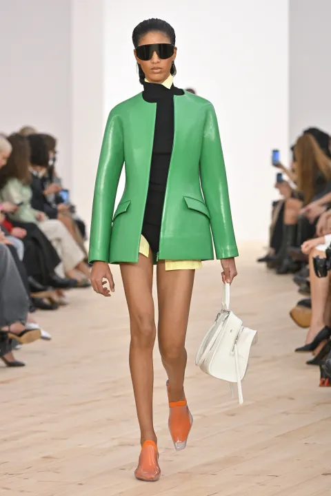 A model is seen on the catwalk at the Loewe fashion show during Paris Fashion Week Spring Summer 2026 season, Paris, France, on October 3, 2025. (Photo by Jonas Gustavsson/Sipa USA) Photo: Jonas Gustavsson/SIPA USA