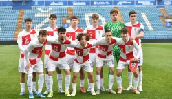 31.03.2026., Varazdin - Elitno kolo kvalifikacija za Euro U-19 2025./2026., skupina 3, 3. kolo, Francuska - Hrvatska. Patrice Covic, Noa Mikic, Pavle Smiljanic, Petar Zvonimir Kostelac, Ivan Baric, Lovro Chelfi, Kristian Mandic, Matija Subotic, Antonio Rajic, Andjelo Sutalo i Ljubo Puljic Photo: Vjeran Zganec Rogulja/PIXSELL