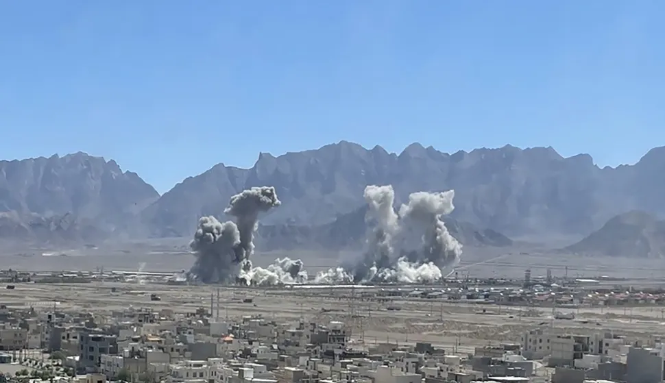 An undated UGC image posted online on March 29, 2026, and verified by AFPTV teams in Paris, shows smoke billowing near Yazd, in central Iran. The Middle East was plunged into war on February 28 when the US and Israel launched joint strikes on Iran, triggering retaliatory missile and drone attacks targeting Israel and several countries in the region. (Photo by various sources/AFP)/- Israel OUT/AFPTV teams in Paris were able to verify the location of the photo.GPS coordinates: 31?46'18.08"N 54?23'19.13"EWe were unable to contact the author of the photo.RESTRICTED TO EDITORIAL USE - MANDATORY CREDIT AFP - SOURCE: UGC/UNKNOWN - DISTRIBUTED AS A SERVICE TO CLIENTS - NO RESALE - NO ACCESS ISRAEL MEDIA/PERSIAN LANGUAGE TV STATIONS OUTSIDE IRAN/ STRICTLY NO ACCESS BBC PERSIAN/ VOA PERSIAN/ MANOTO-1 TV/ IRAN INTERNATIONAL/RADIO FARDA - AFP IS NOT RESPONSIBLE FOR ANY DIGITAL ALTERATIONS TO THE PICTURE'S EDITORIAL CONTENTAttention editors: AFP covers the war in the Middle East through its extensive regional network, including bureaus in Tehran, Jerusalem, and several neighboring countries. Since the start of the conflict, journalists have been working under increasingly restrictive conditions. Authorities in several countries have limited reporters' movements, photo and live video coverage from sensitive locations. Some governments and armed groups have banned images of missile or drone strikes and other security-related sites./