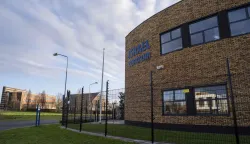 This photograph shows a view of the Israel Center, after an explosion hit the building overnight in Nijkerk on April 4, 2026. A blast hit a pro-Israeli centre in the Netherlands, police said adding it caused minimal damage and no injuries. A police spokeswoman told AFP no one was inside the site run by Christians for Israel, a non-profit, in the central city of Nijkerk when the explosion went off outside its gate late on on April 3, 2026. (Photo by Jeroen Jumelet/ANP/AFP)/Netherlands OUT