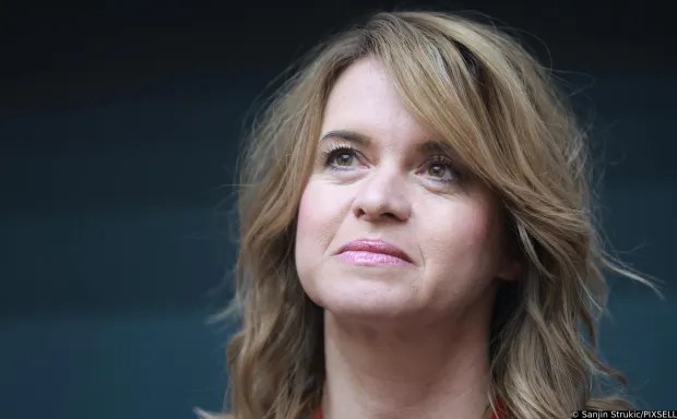 12.09.2022., Zagreb - PMF. Konferencija "Zene koje mijenjaju znanost: odvazne znanstvenice u Kanadi i Hrvatskoj". Na panelu koji je vodio znanstvenik Igor Stagljar University of Toronto, sudjelovale su: (s lijeva sjede) Brenda Andrews PhD, Iva Tolic PhD, Lynne-Marie Postovit PhD, Morag Park PhD, Vernesa Smolcic PhD i Ivana Novak Nakir PhD. Photo: Sanjin Strukic/PIXSELL