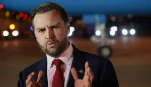 US Vice President JD Vance speaks to the media before boarding Air Force Two to return to Washington DC, after the White House announced he would be leading the US delegation in upcoming peace talks with Iran, at the Budapest Ferenc Liszt International Airport in Budapest, Hungary, on April 8, 2026. (Photo by Jonathan Ernst/POOL/AFP)
