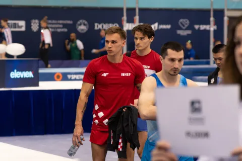 Osijek, 9. 4. 2026., DOBRO World Cup - kvalifikacije, Dvorana Gradski vrtAurel Benović; Dobro World Cup; gimnastika; sport; sporta&scaron;i; svjetski kup; gimnastičari; natjecatelji; kvalifikacije