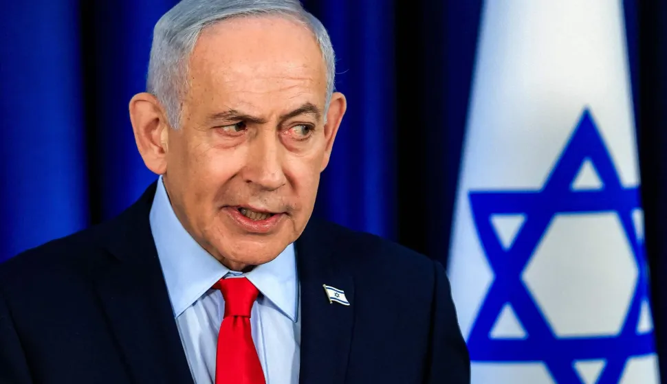 TOPSHOT - Israeli Prime Minister Benjamin Netanyahu speaks during a press conference in Jerusalem on March 19, 2026. (Photo by Ronen Zvulun/POOL/AFP)/