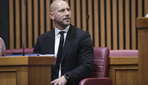 Zagreb, 15.04.2026 - Nastavak 10. sjednice Hrvatskog sabora koja je započela raspravom o Prijedlogu zakona o izmjenama i dopunama Prekr&scaron;ajnog zakona. Na fotografiji Damir Habijan.foto HINA/ Admir BULJUBA&Scaron;IĆ/ abu