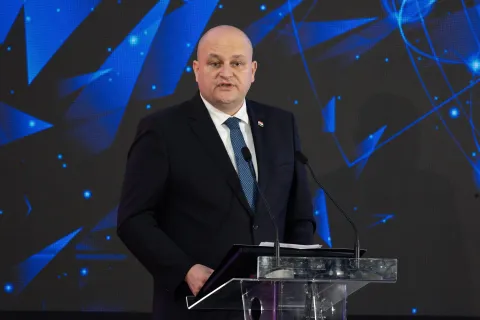 Zagreb, 5.11.2025 - Konferencija "Obrambena industrija Hrvatske 2025. - Europske prilike, dual-use tehnologije i globalna sigurnost". Na slici Ante &Scaron;u&scaron;njar.Foto Hina/ Dario GRZELJ/ dag