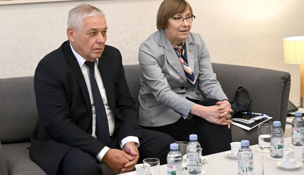 13.10.2025., Zagreb - Predsjednik Vlade Andrej Plenkovic u Banskim dvorima primio je izaslanstvo Hrvatskog judo saveza Sandra Corak, Tomislav Culjak. Photo: Marko Lukunic/PIXSELL