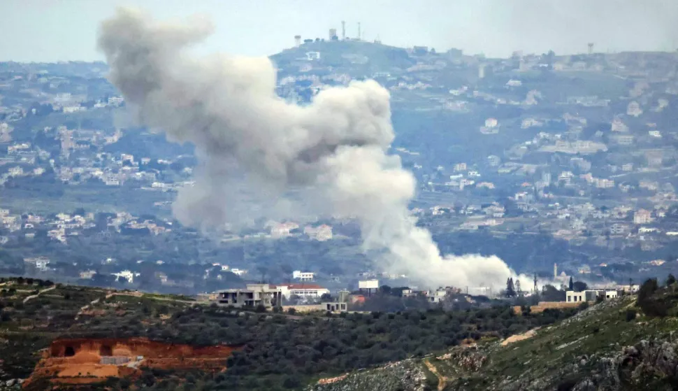 Smoke rises from the site of an Israeli air strike that targeted the southern Lebanese village of Dayr Seryan on March 25, 2026. Lebanon was pulled into the Middle East war when Tehran-backed militant group Hezbollah began firing rockets into Israel on March 2 to avenge the killing of Iran's supreme leader Ayatollah Ali Khamenei. (Photo by AFP)