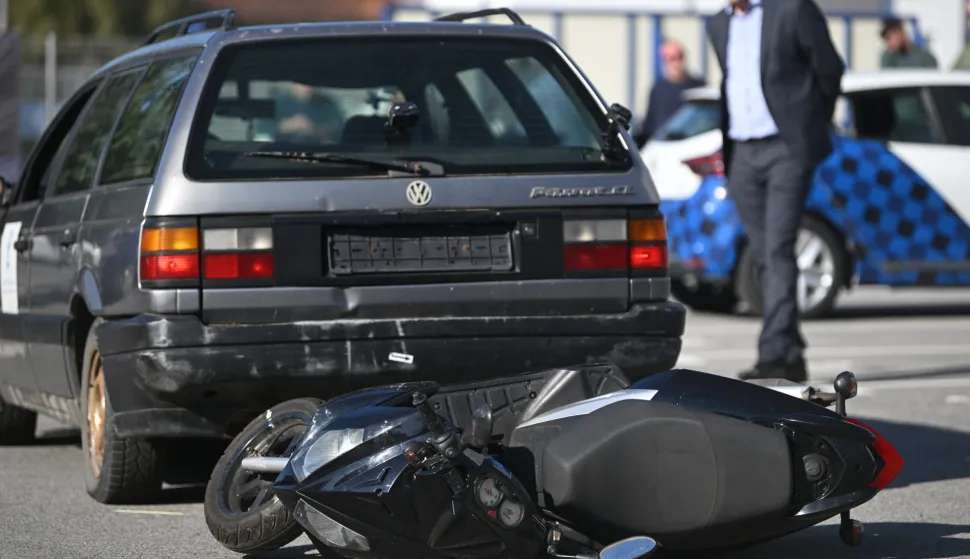 15.10.2024., Zagreb - Crash test simulacijom sudara automobila i motocikla koji je organizirao Croatia osiguranje. Photo: Igor Soban/PIXSELL