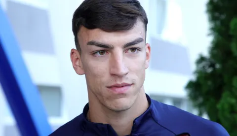 Zagreb,10.10.2023.Održan je trening nogometne reprezentacije.Na slici Petar Musa daje izjavu za medije.foto HINA/Tomislav PAVLEK/tp