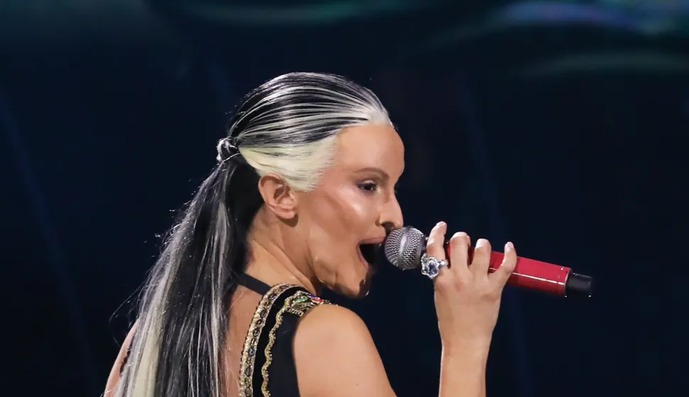 Rome, Rai studios ex Dear, TV show "Tale e Quale Show". In the photo: Verdiana imitates Anna Oxa (Photo by Marco Provvisionato/ipa-agency/IPA/Sipa USA) Photo: IPA/SIPA USA