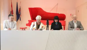 Osijek, 22. 04. 2026., Campus, AUKOS, svečana dvorana, potpisivanje sporazuma, suradnja AUKOS, Dom zdravlja OBŽ, Borko Baraban; Helena Sablić Tomić; Justinija Steiner; Miroslav SikoraSNIMIO BRUNO JOBST