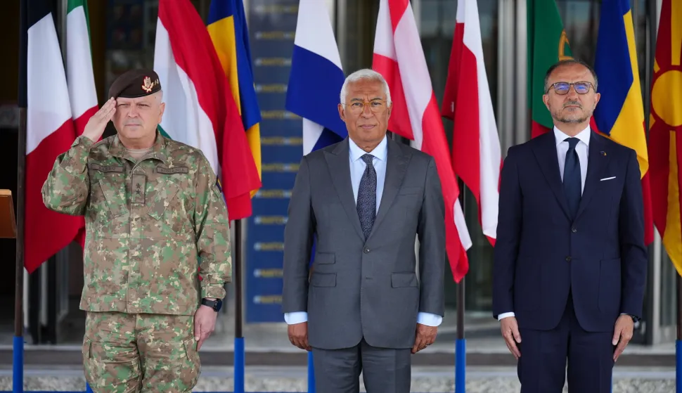 epa12096560 The President of the European Council, Antonio Costa (C), inspects the troops at the European Union Force (EUFOR) permanent Multinational Battalion base in Butmir, accompanied by the EU Ambassador to Bosnia and Herzegovina, Luigi Soreca (L), and the EUFOR Commander in Bosnia and Herzegovina, Major General Florin-Marian Barbu (R), in Sarajevo, Bosnia and Herzegovina, 13 May 2025. Costa is on an official visit to Bosnia and Herzegovina. EPA/NIDAL SALJIC