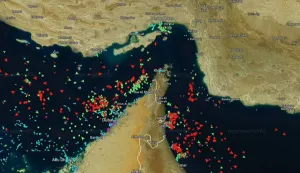 This screen grab taken from a screen recording of the MarineTraffic website on April 21, 2026, shows data visualisation of maritime traffic in the Gulf, Strait of Hormuz and Gulf of Oman from April 18 to April 20, amid a fragile US-Iran truce. A Pentagon assessment said it could take six months to completely clear the Strait of Hormuz of Iranian-laid mines, which could keep oil prices high, the Washington Post reported on April 22. Iran has all but blocked the vital waterway since the start of a war with the United States and Israel, sharply driving up oil and gas prices and disrupting the global economy. (Photo by MARINETRAFFIC.COM/AFP)/RESTRICTED TO EDITORIAL USE - MANDATORY CREDIT "AFP PHOTO/MARINETRAFFIC.COM" - HANDOUT - NO MARKETING NO ADVERTISING CAMPAIGNS - DISTRIBUTED AS A SERVICE TO CLIENTS