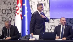 Zagreb, 23.04.2026 - 162. sjednica Vlade RH. Na fotografiji Davor Božinović, Andrej Plenković, Tomo Medved. foto HINA/ Daniel KASAP/ dk