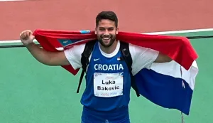 Kobe, 22.05.2024. - Hrvatski paraatletičar Luka Baković osvojio je brončanu medalju u bacanju kugle u kategoriji F46 na Svjetskom paraatletskom prvenstvu u japanskom Kobeu. Na slici Luka Baković. foto HINA/ Denis LUGARIĆ/ tm