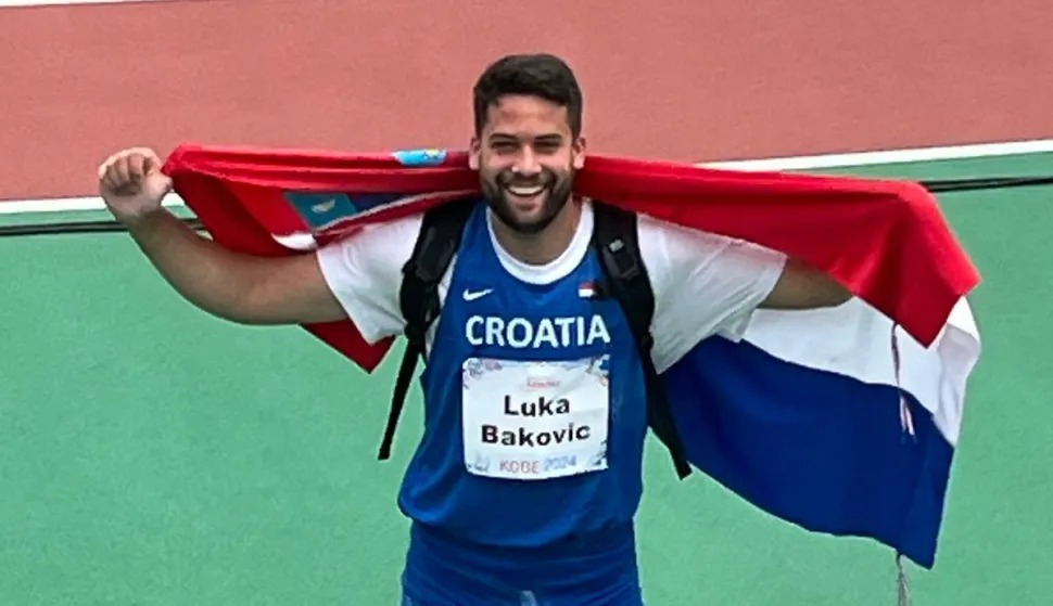 Kobe, 22.05.2024. - Hrvatski paraatletičar Luka Baković osvojio je brončanu medalju u bacanju kugle u kategoriji F46 na Svjetskom paraatletskom prvenstvu u japanskom Kobeu. Na slici Luka Baković. foto HINA/ Denis LUGARIĆ/ tm