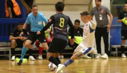 Osijek, 24. 04. 2026, SD Zrinjevac, mali nogomet, Osijek Kandit - Square (Dubrovnik), početak doigravanja za prvaka Hrvatske.snimio GOJKO MITIĆ