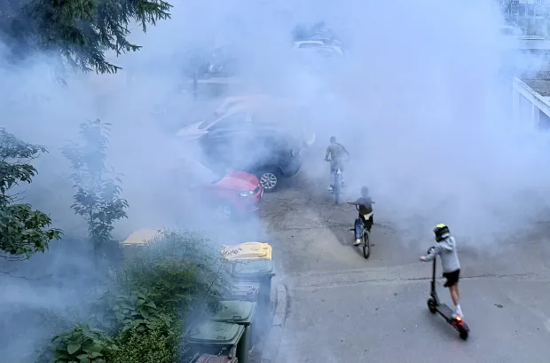 Osijek, 28. 05. 2025., zapra&scaron;ivanje komaraca, komarci, djeca, romobil, igra, ilustracija, slobodnjak, slobodnjaci  SNIMIO BRUNO JOBST